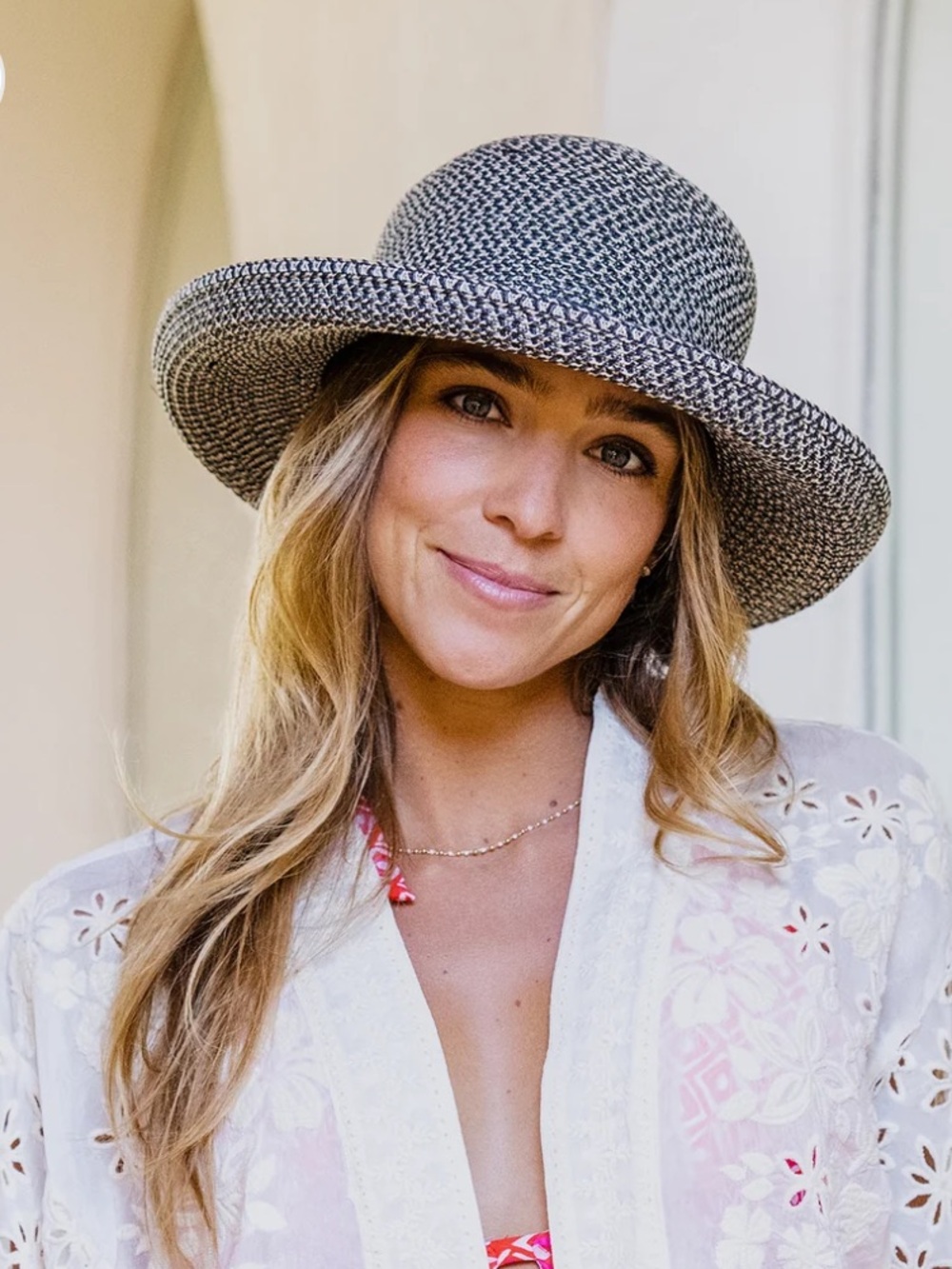 Wallaroo Hat Company Amelia Wide Brim Sun Hat Mixed Black Paper Braid